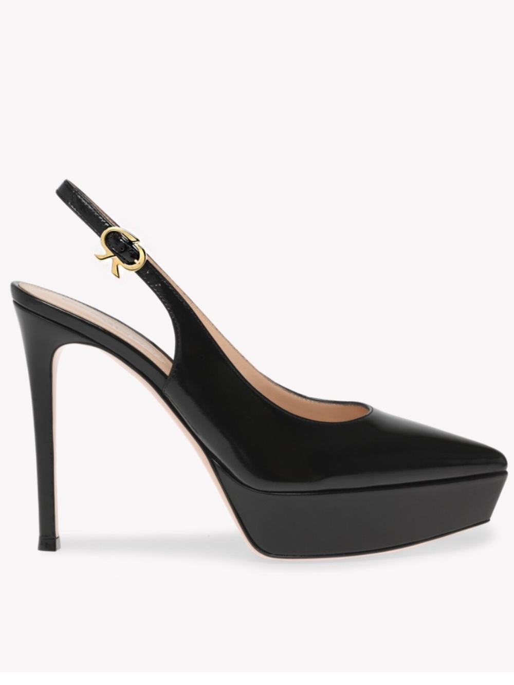 NWT Gianvito Rossi Dasha Black Leather Slingback Platform Stilettos